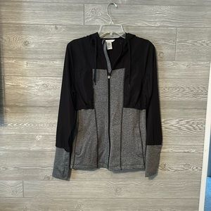 Jockey Women's Full Zip Hoodie Jacket Activewear Black‎ Gray Size M Lightweight
